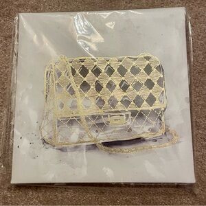 Gold on White Bag Canvas Wall Art Decor NWT